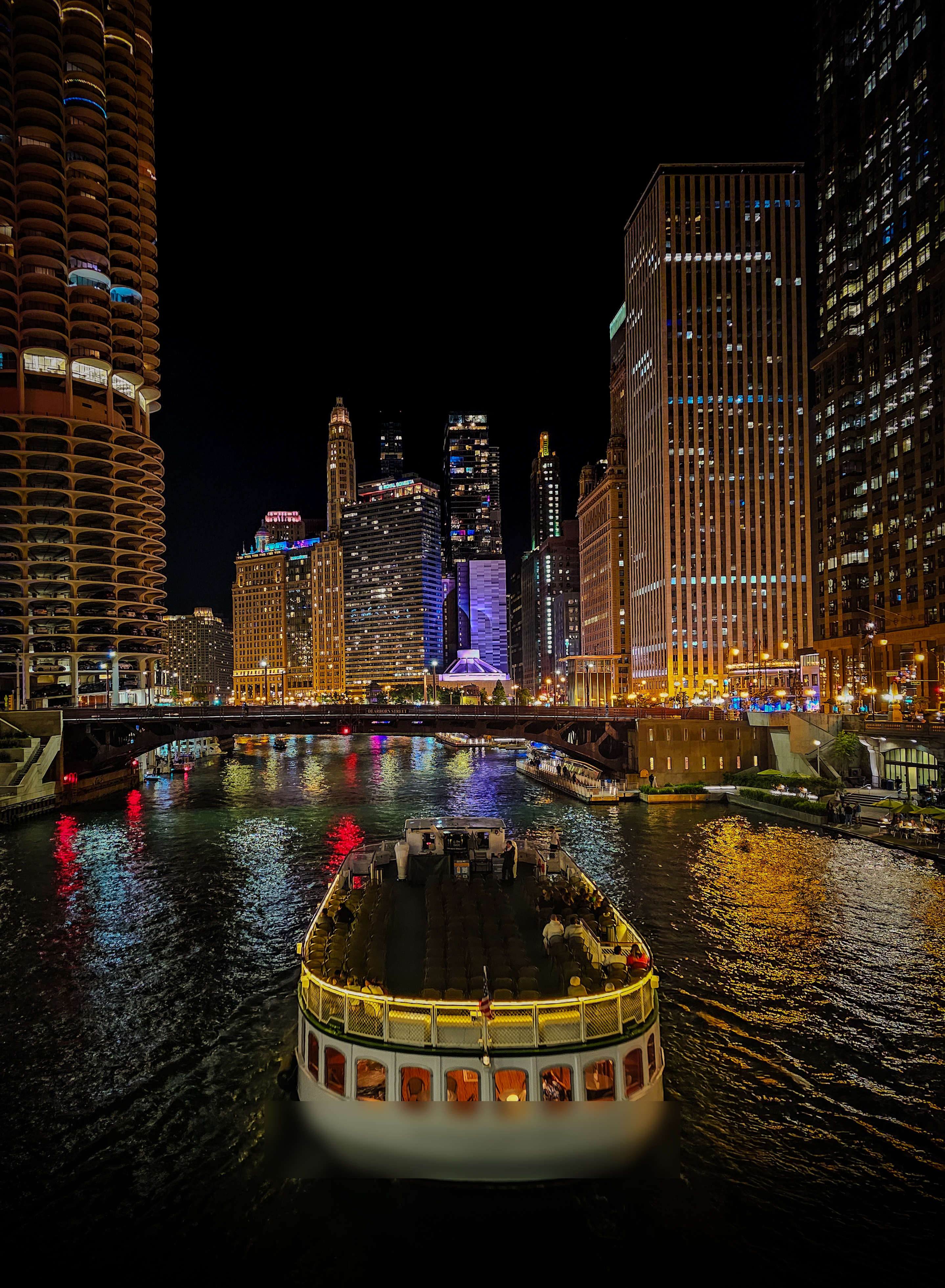 Chicago River at night